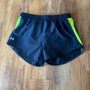 Under armour black & neon yellow loose fit athletic shorts size XS